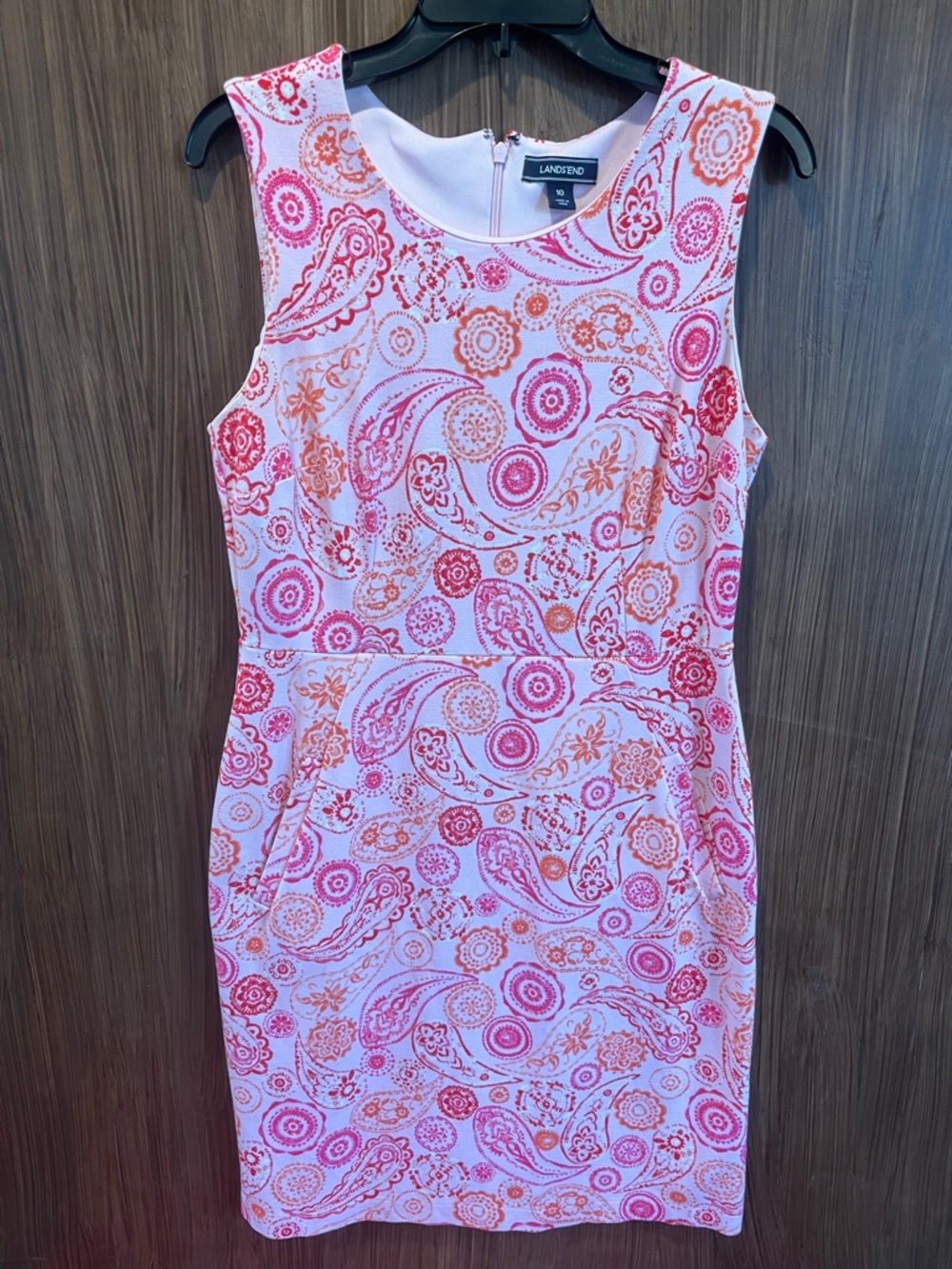 Lands End Sleeveless Paisley Print Dress